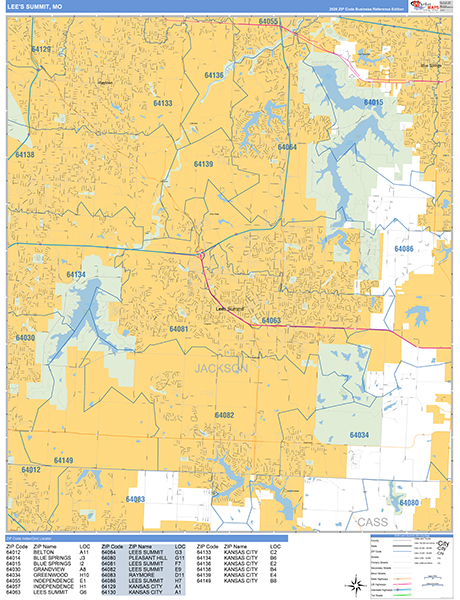 Lee's Summit Zip Code Wall Map